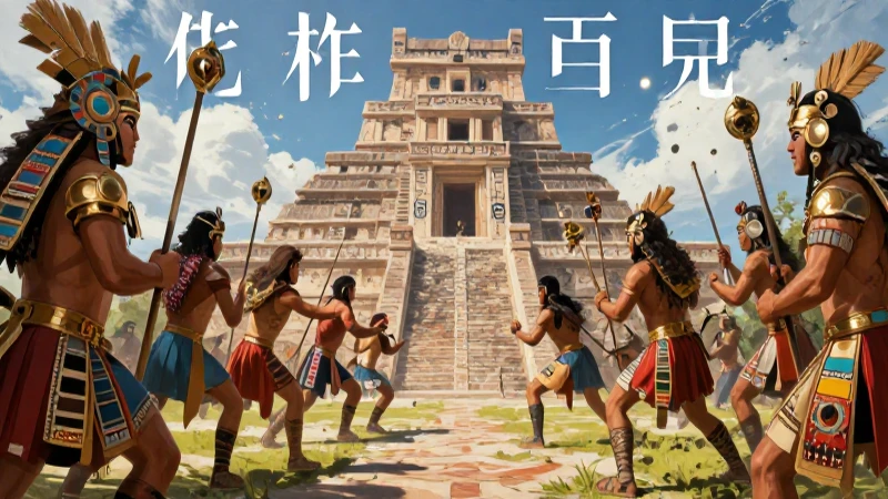 Aztecas y españoles en ruinas antiguas