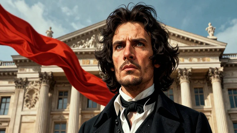 Líder revolucionario en París, imagen dramática y vívida