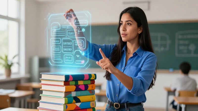 Maestra mexicana interactúa con sintaxis holográfica en clase moderna