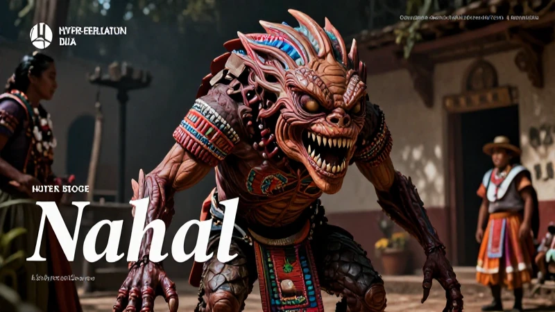 Nahual aterrador en arte folclórico mexicano