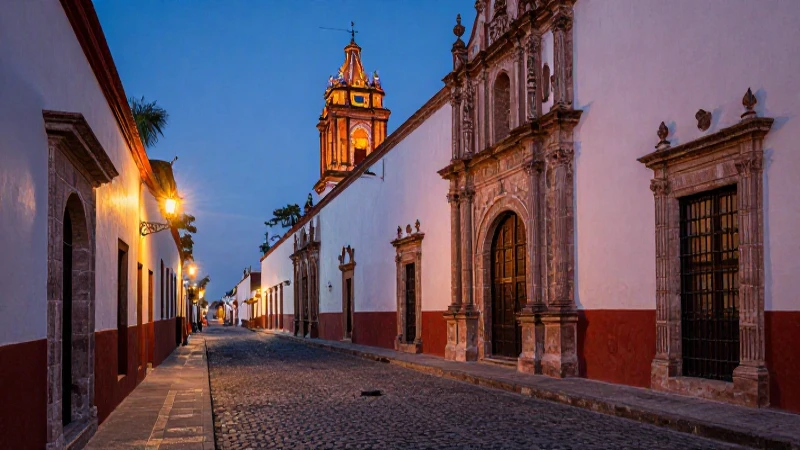 Calle histórica de Zacatecas al crepúsculo