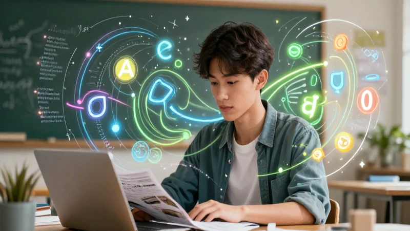 60 Ejemplos de Modificadores Directos e Indirectos Claves 7 Estudiante moderno rodeado de estructuras lingüísticas luminosas