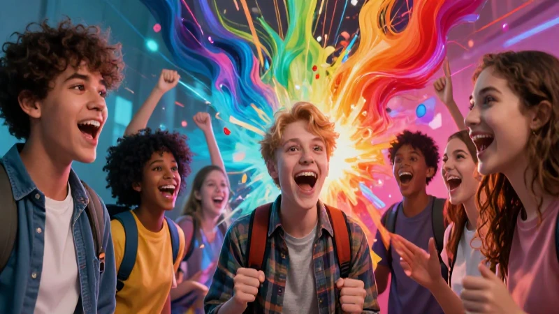 Oraciones con signos de exclamación: ¡expresa tus emociones! 3 Estudiante vibrante con expresión dinámica