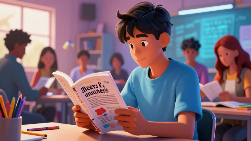 Ilustración vibrante: estudiante mexicano aprendiendo