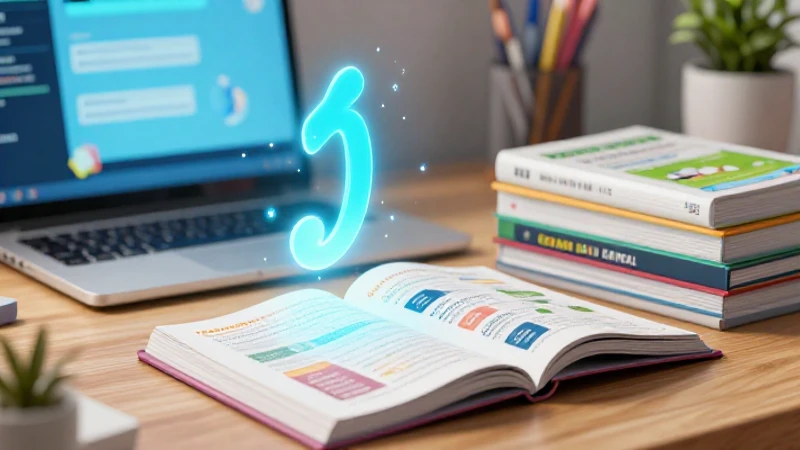 10 palabras monosílabas: ejemplos y uso en el lenguaje 5 Escritorio educativo moderno con simbolismo de aprendizaje