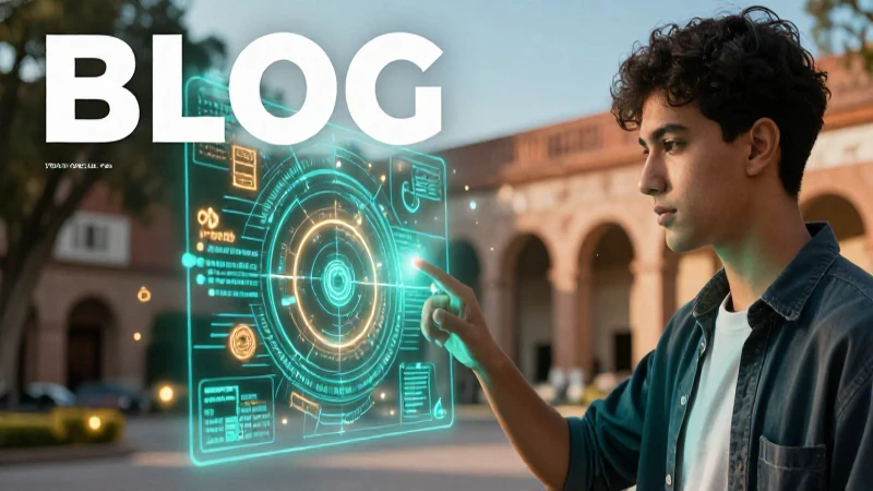 Estudiante académico con diagrama holográfico de lingüística