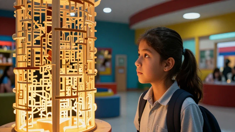 Estudiante observa estructura lingüística brillante y moderna