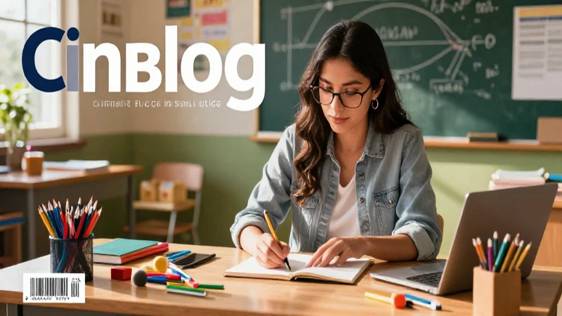 Maestra organizada en entorno educativo moderno