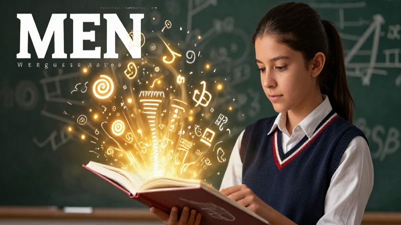 Estudiante enfocado, libro brillante, diseño educativo moderno