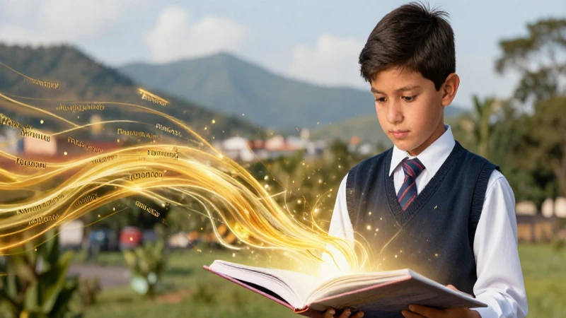 Estudiante brillante en revista escolar abstracta