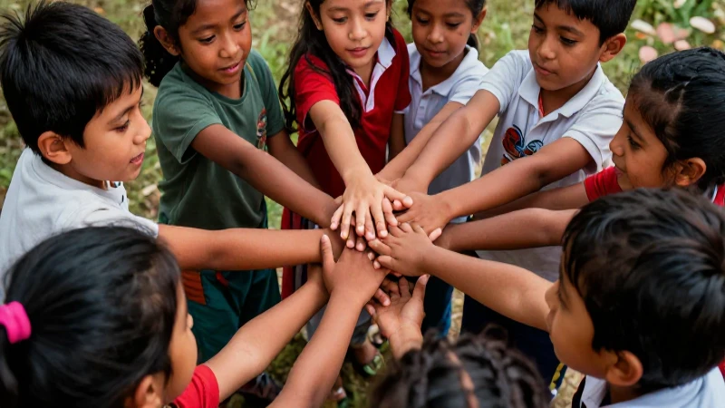 Niños mexicanos colaboran en actividades vibrantes