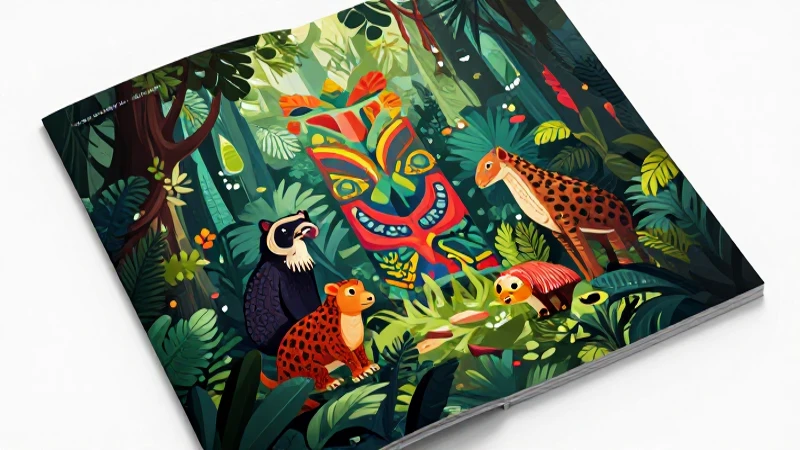 Jungle vibrante con animales y diseño Kiche