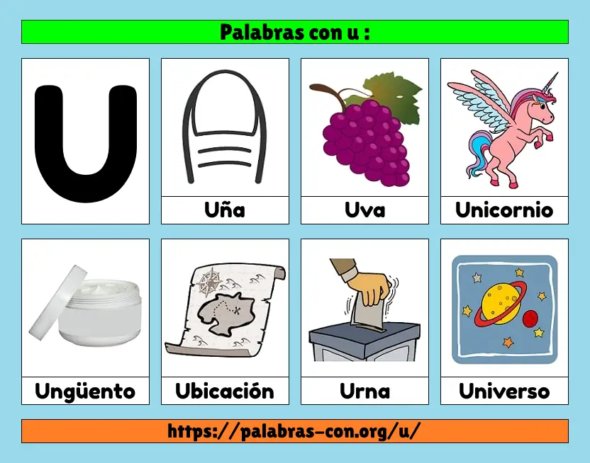 100 ejemplos de palabras con u y su uso en espanol