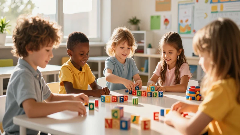 100 Palabras con I y O para 1º Medio: Aprende Jugando 3 Niños alegres jugando con bloques