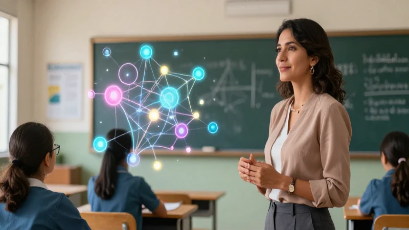 Maestra moderna en clase vibrante de México
