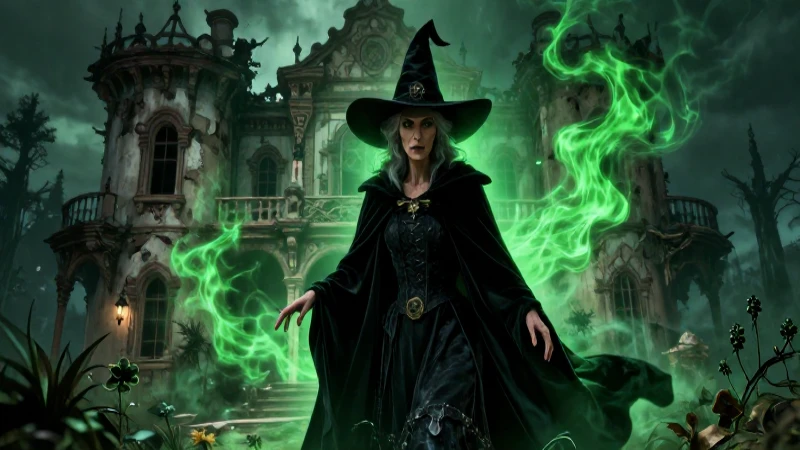 Bruja misteriosa en mansión oscura