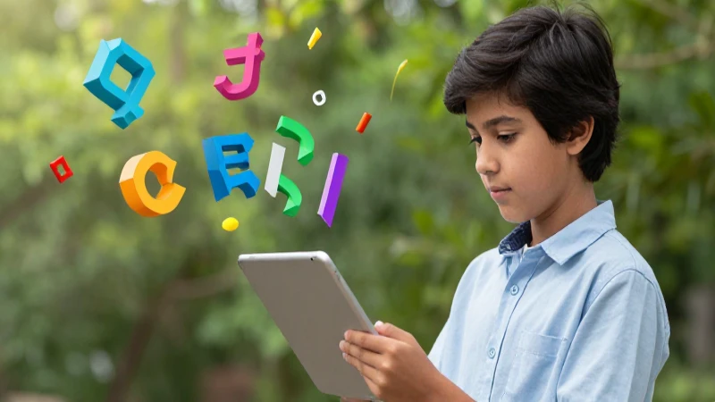 100 Ejemplos de Sílabas Tónicas y Átonas Explicadas 7 Estudiante aprende con tablet moderna y símbolos geométricos
