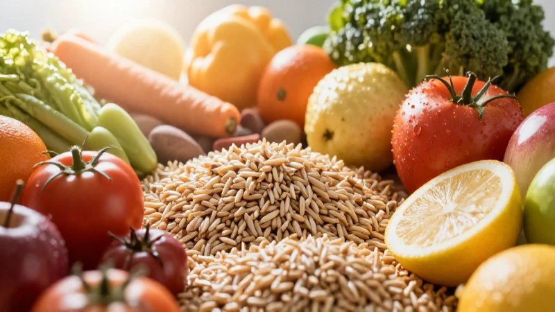 Frutas, granos y verduras nutritivos para tu salud