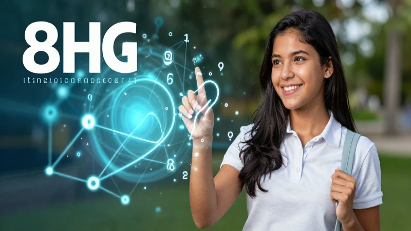 Estudiante sonriente presenta matemáticas vibrantes y dinámicas