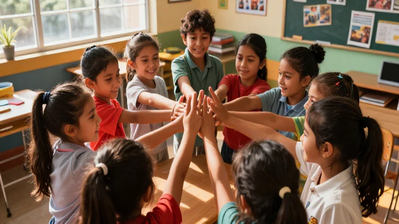 Acciones para promover la paz y transformar el mundo de forma efectiva 6 Niños diversos colaboran en un moderno aula
