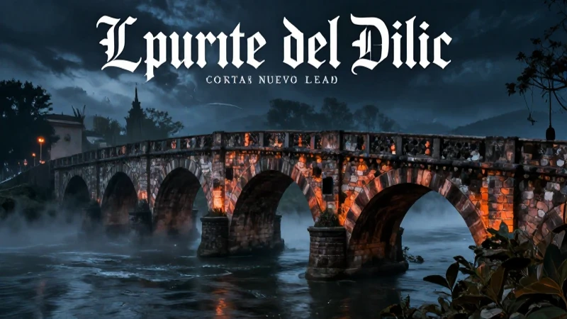 Puente antiguo y místico en un paisaje neblinos