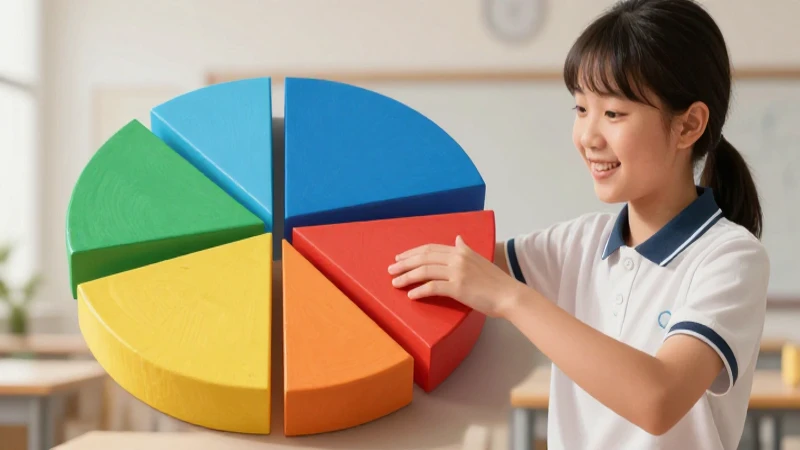 Estudiante aprende fracciones en vibrante ilustración educativa