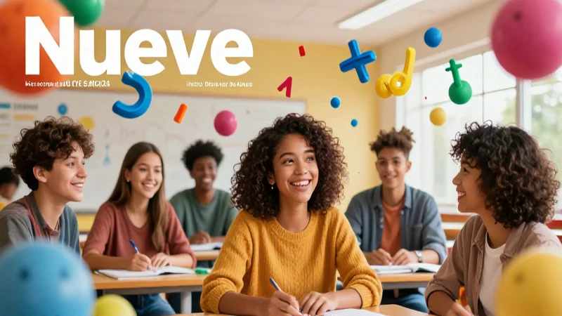 Magazine educativo con estudiante sonriente e ilustraciones dinámicas
