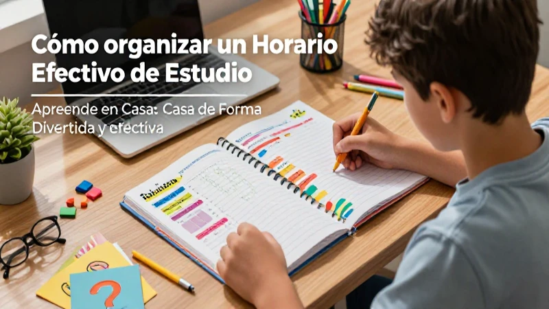 Estudio organizado de sexto grado en casa