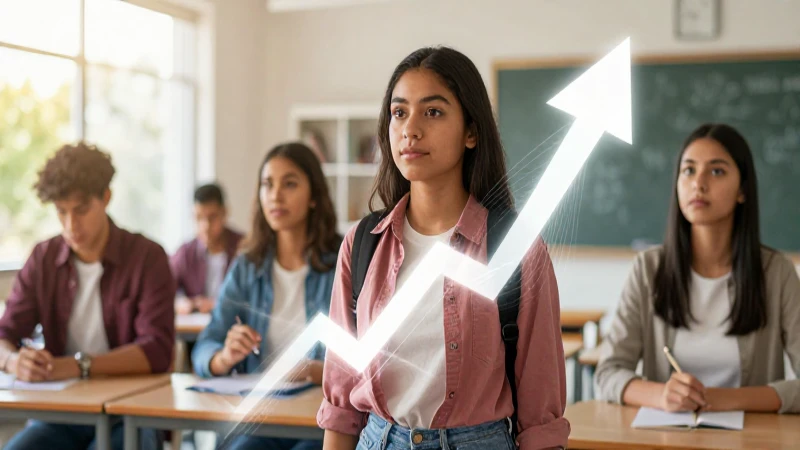 Estudiante mexicano progresando en un entorno moderno