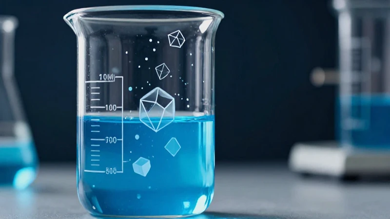 Ilustración didáctica vibrante con líquido azul y figuras geométricas