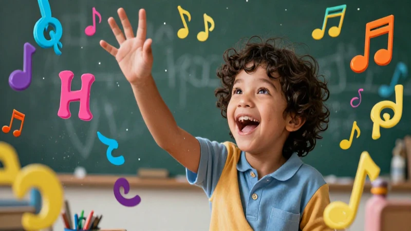 Palabras que rimen con mamá: 20 opciones creativas 3 Niño creativo en vibrantes símbolos educativos