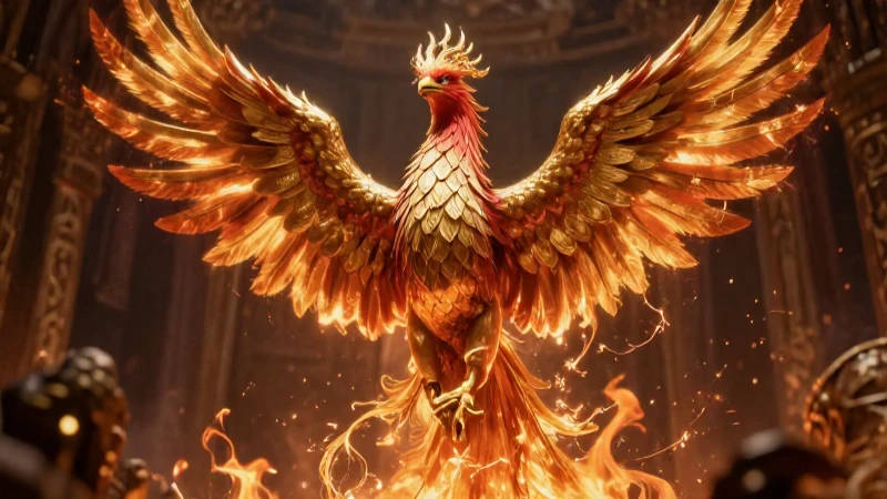 Ave Fénix: Concepto, Simbología y Características Esenciales 4 Fénix renacentista dorado en llamas