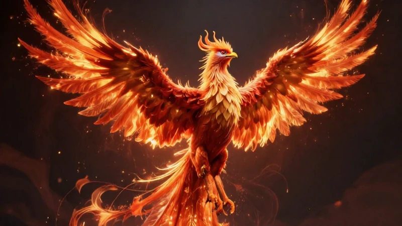 Ave Fénix: Concepto, Simbología y Características Esenciales 5 Fénix majestuoso, diseño artístico vibrante y detallado