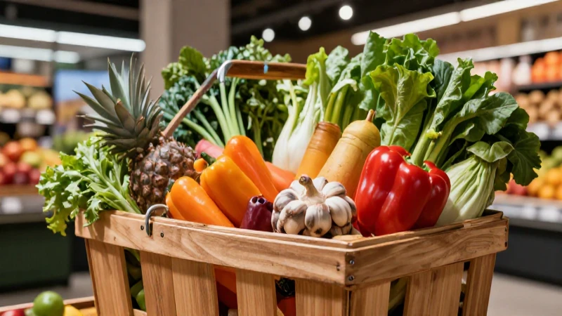 Mercado vibrante: frutas frescas en cesta