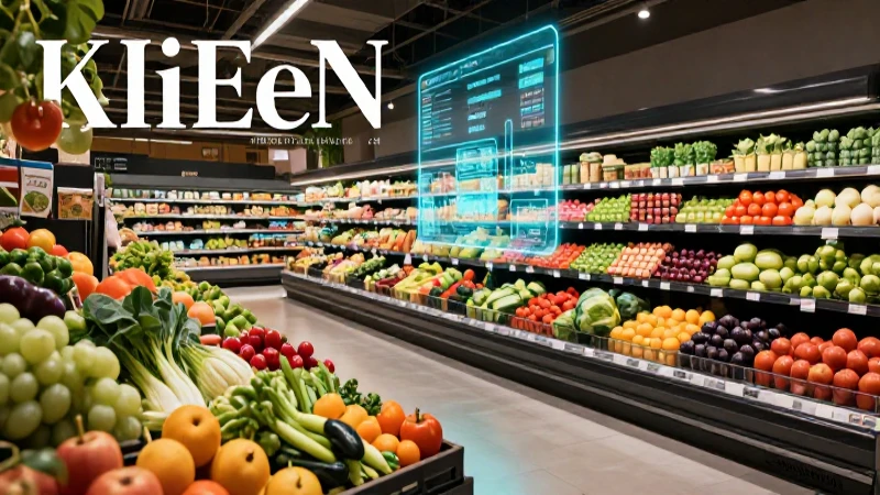 Moderno supermercado con hologramas y frescos vibrantes