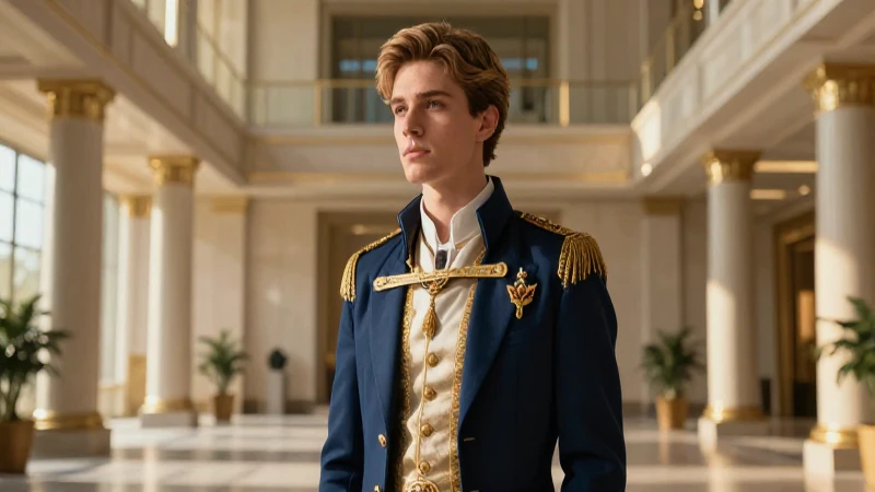 Abdicar: Definición, Ejemplos y Conceptos Clave Explicados 6 Joven rey contemplativo en hall neoclásico