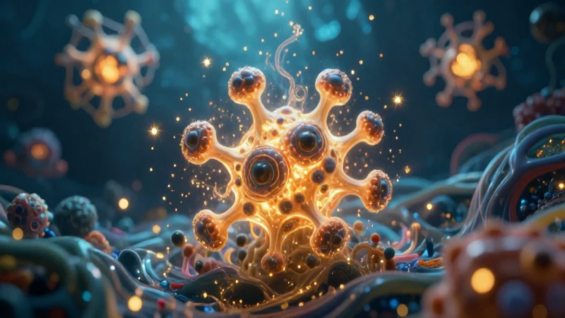 Océano cósmico con moléculas energéticas detalladas