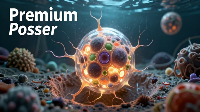 Protocelda emergente en un mar primordial vibrante