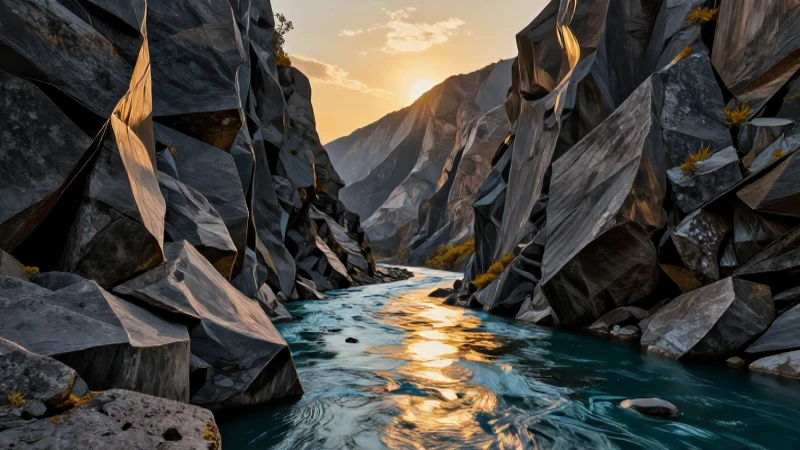 Abiótico: Definición, características y su evolución natural 3 Paisaje natural dramático con río brillante al atardecer