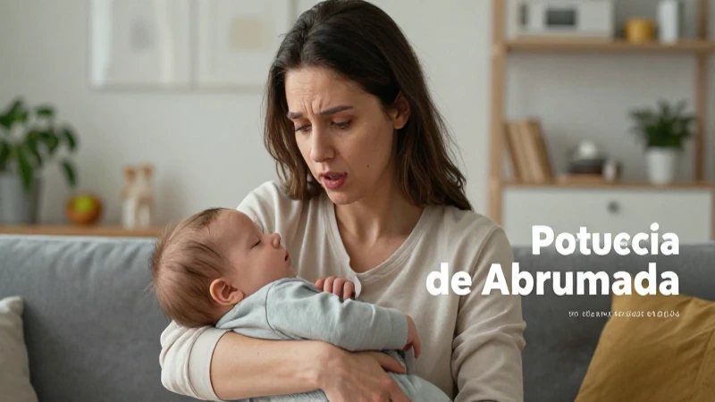Madre abrumada sosteniendo un bebé