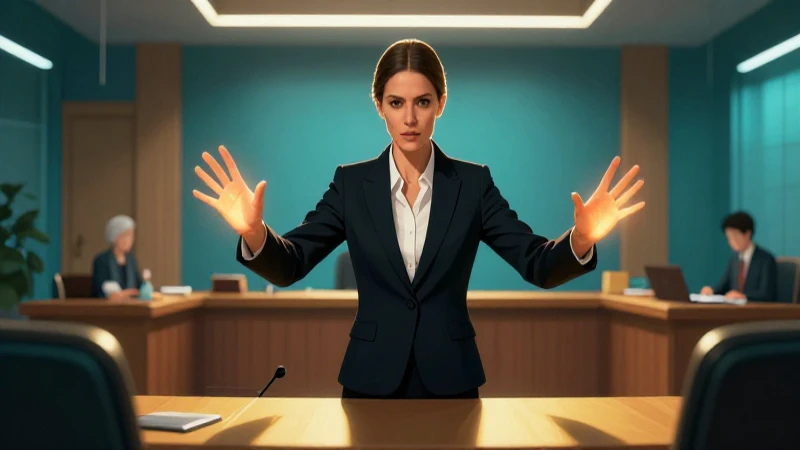 Abogada profesional en moderno y dramático tribunal