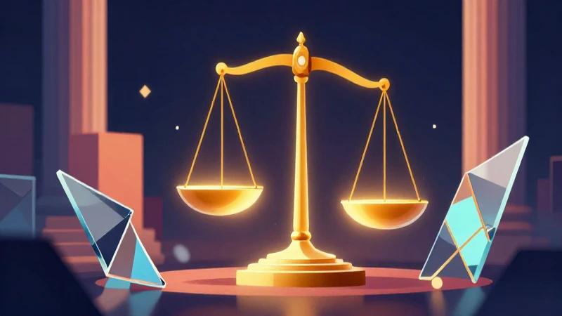 Arquitectura legal abstracta con balanza dorada y cristal