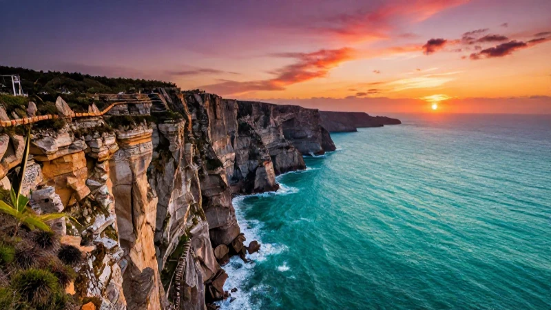 Acantilados espectaculares bajo un mar azul vibrante