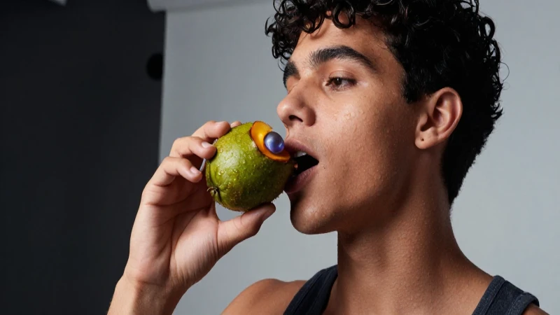 Potencia tu sentido del gusto con estas acciones efectivas 5 Joven experimentando delicia con fruta exótica