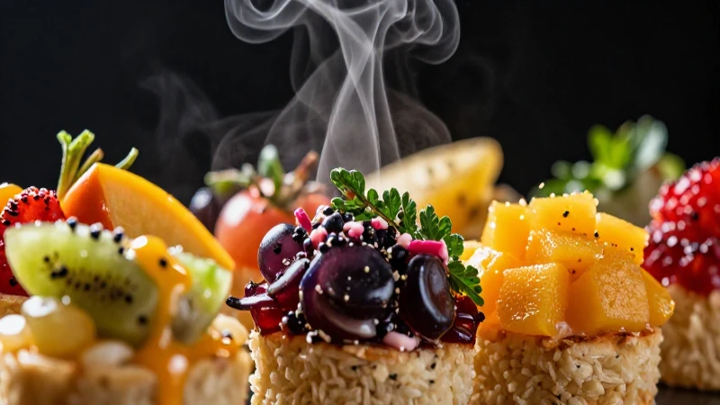 Potencia tu sentido del gusto con estas acciones efectivas 4 Fotografía culinaria vibrante con toques tropicales y dinámicos
