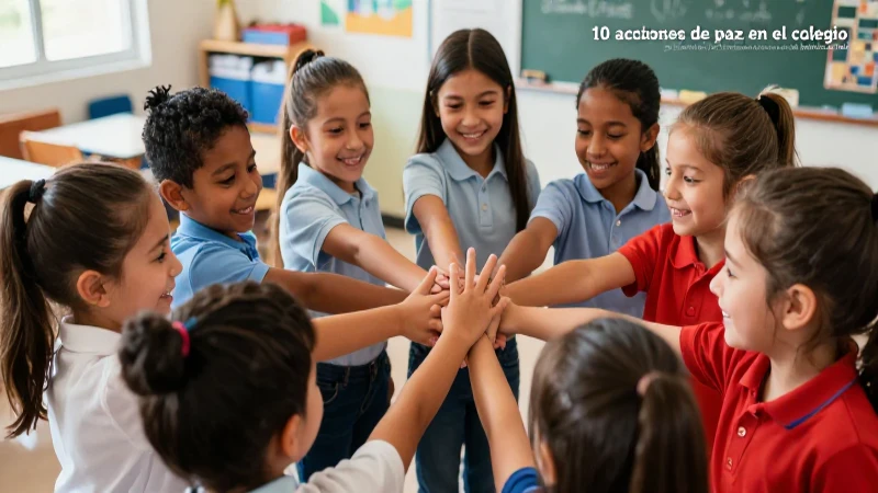 Imagen educativa de niños promoviendo la paz