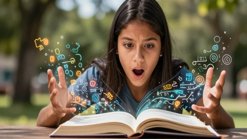 Acentuación Prosódica: 100 Ejemplos para Comprenderla 6 Estudiante mexicano estudia idiomas con arte hiperrealista