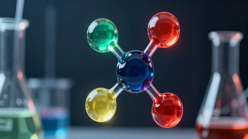 Estructura molecular de ácido acético estilizada y detallada