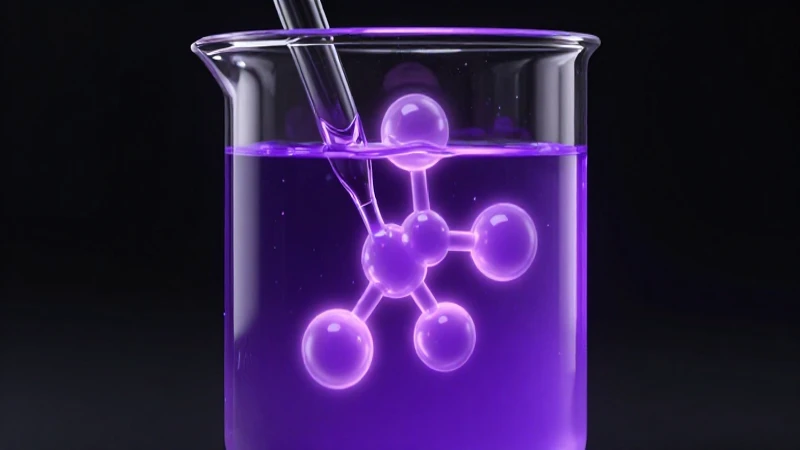 Iluminación dramática de boticario con estructura molecular púrpura