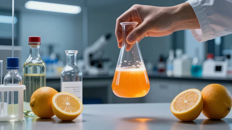 Experimento vibrante: mano con ácido naranja